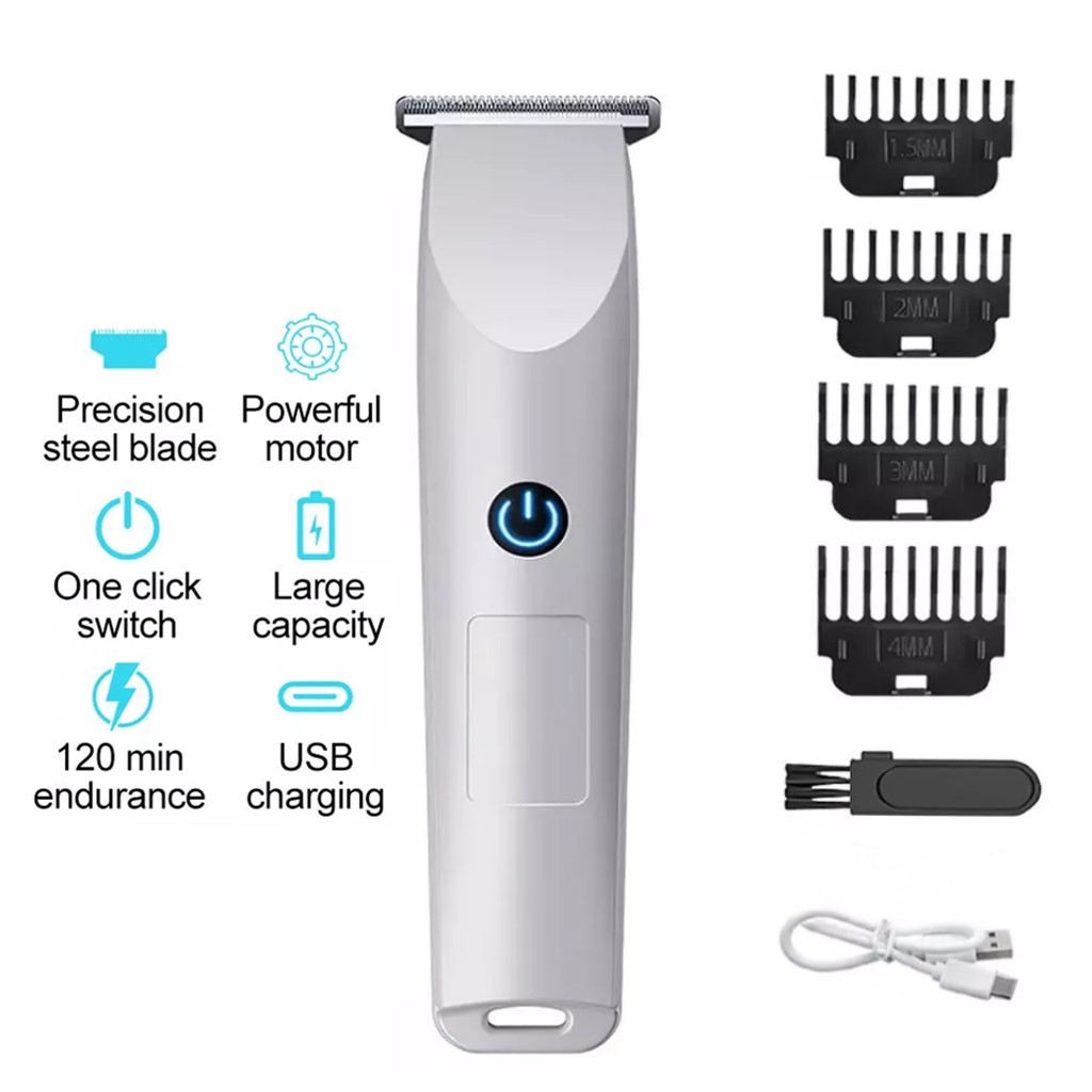Beard Trimmer - เครื่องตัดผมไฟฟ้าสำหรับผู้ชาย เครื่องเล็มหนวดเครา เครื่องโกนหนวด สีขาว