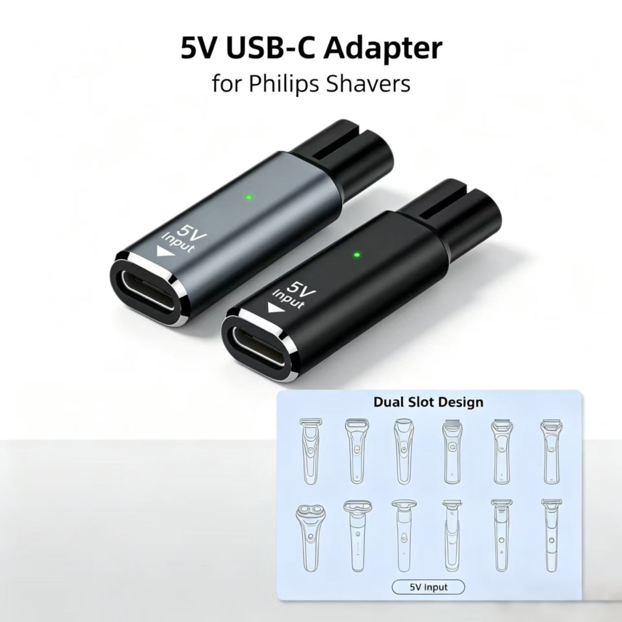 Electric Shaver Rotary - อะแดปเตอร์แปลงจากพอร์ต Type-C ตัวเมีย เป็นพอร์ต USB-C ตัวผู้แบบสองช่อง