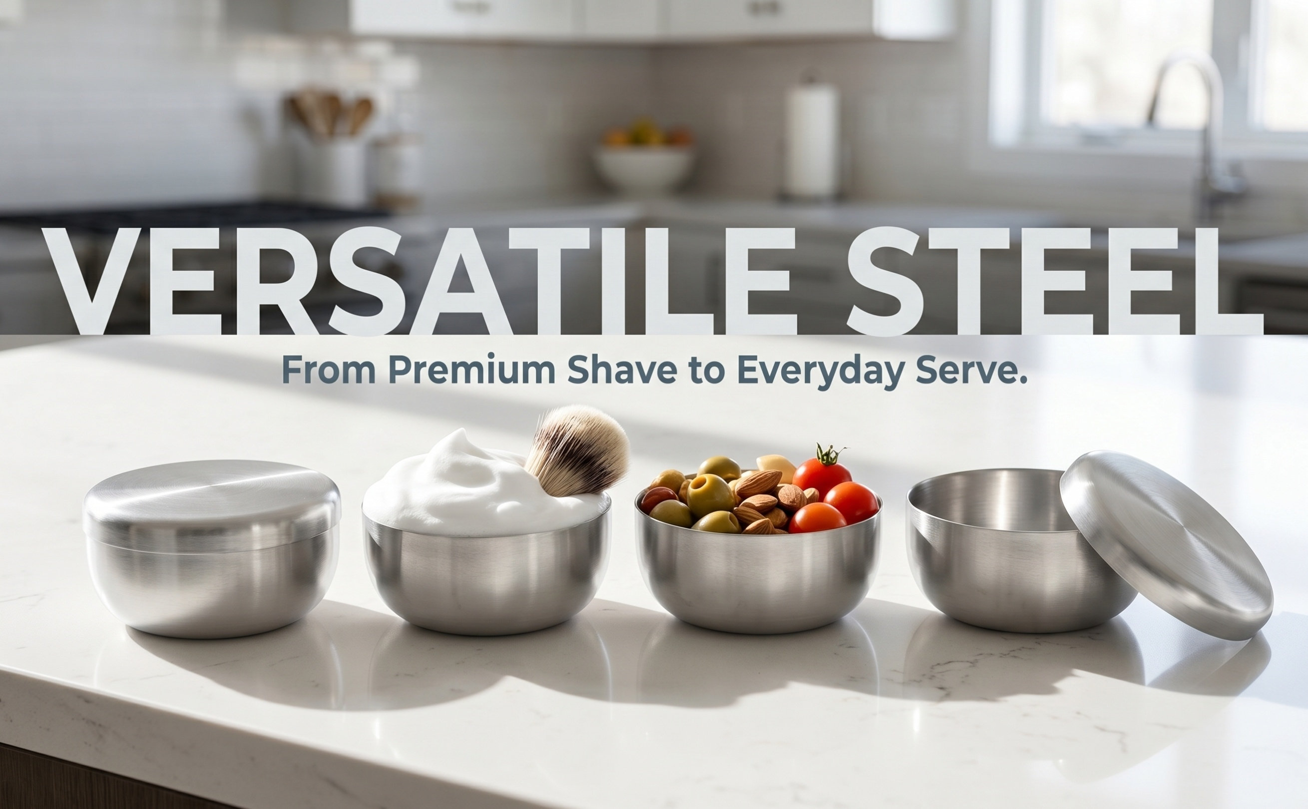 ชุดชามโกนหนวดสแตนเลส 4 ชิ้น ชา - Shaving Cream บทวิจารณ์และราคา