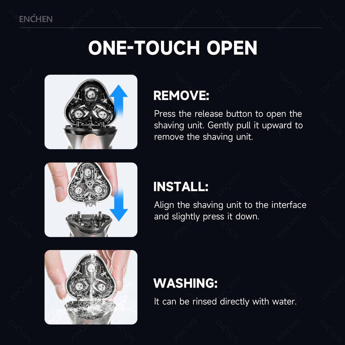 หัวโกนไฟฟ้าสำรอง ENCHEN Blacks - Aftershave บทวิจารณ์และราคา